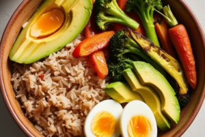 🥗 Buddha bowl au riz complet, légumes rôtis, avocat et œuf dur 🍚🥦🥕🥑🍳