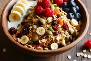 🥣 Muesli Maison avec Fruits Frais et Lait (végétal ou non) 🍓🥛