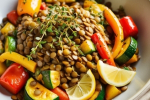🥕🌿 Poêlée de légumes et lentilles au thym et citron 🍋🍲