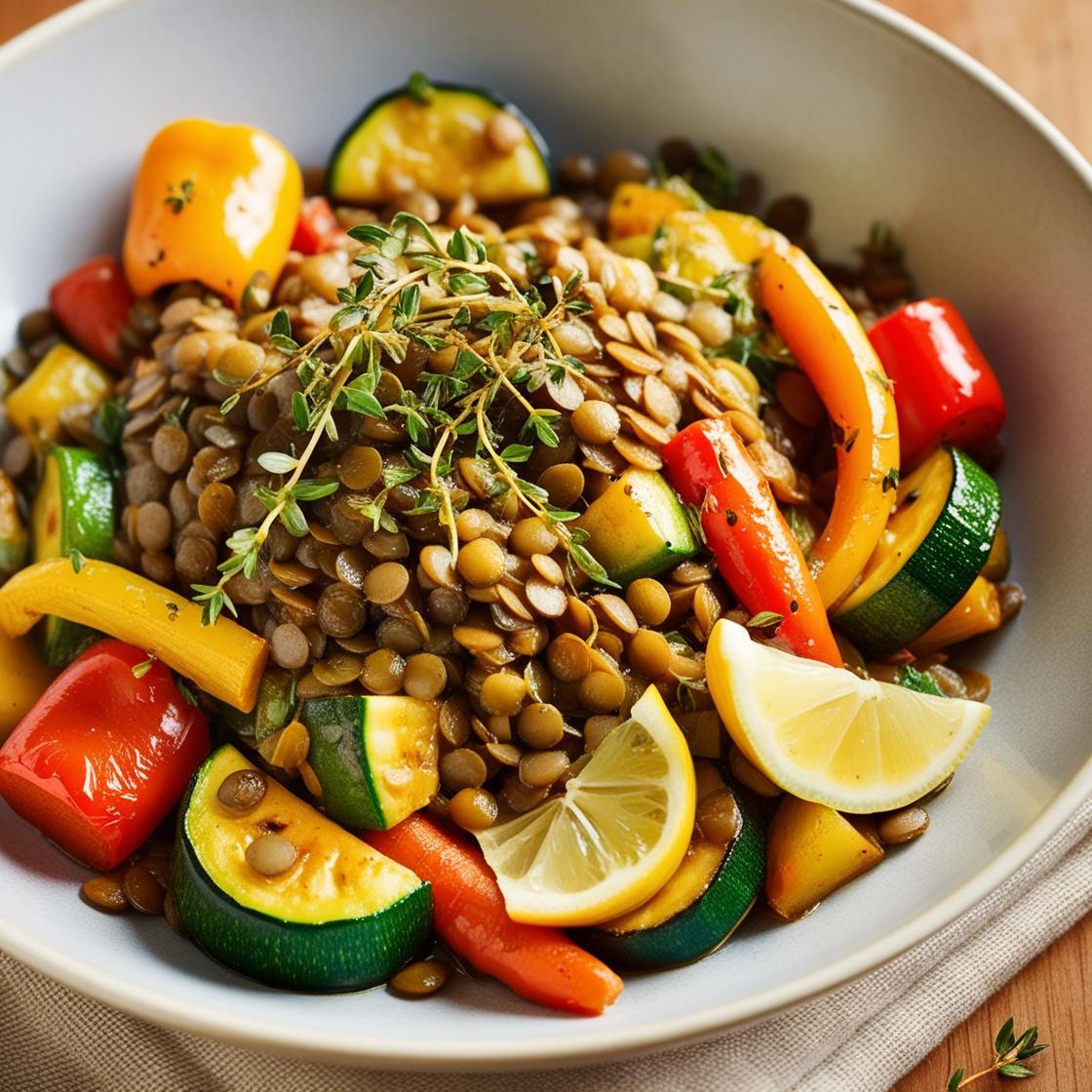 CookiClub - Poêlée de légumes et lentilles au thym et citron