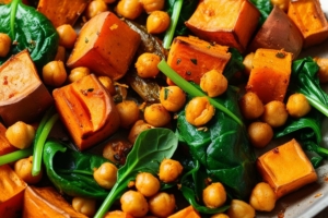 🍠🥬🥄 Poêlée de patate douce, pois chiches et épinards