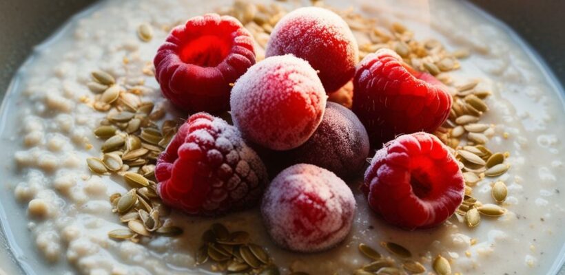 CookiClub - Porridge au lait végétal, fruits rouges surgelés & graines de lin