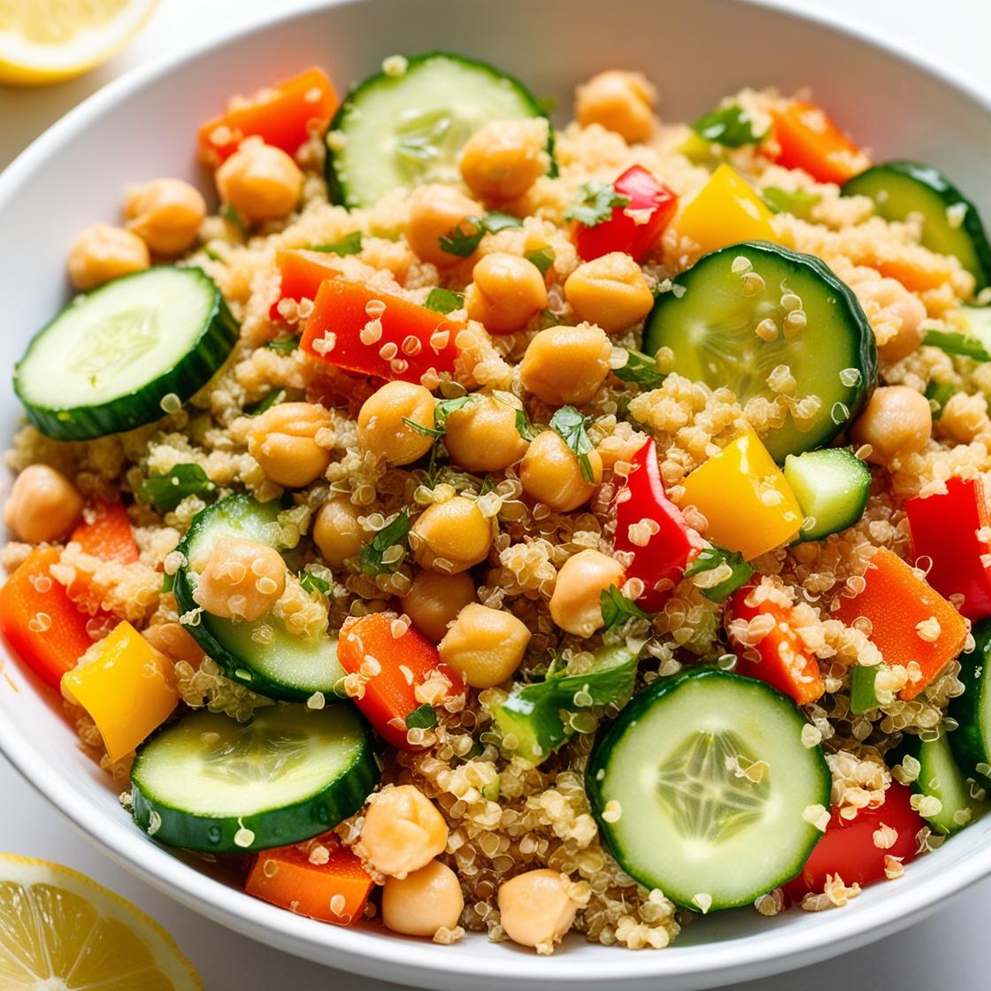 CookiClub - Salade de quinoa, légumes croquants, pois chiches, sauce citron
