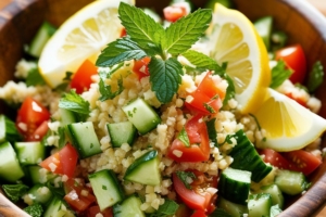 🥗🍅 Taboulé de boulgour, concombre, tomate, menthe, citron🌿