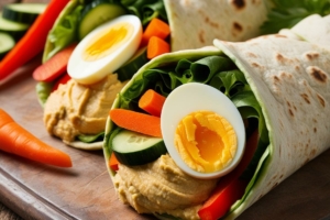 🌯🥗 Wrap végétarien aux crudités, houmous et œuf dur 🥚🌱