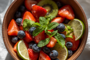 🍓🍍 Seasonal Fruit Salad with Lime & Fresh Mint 🍋🌿